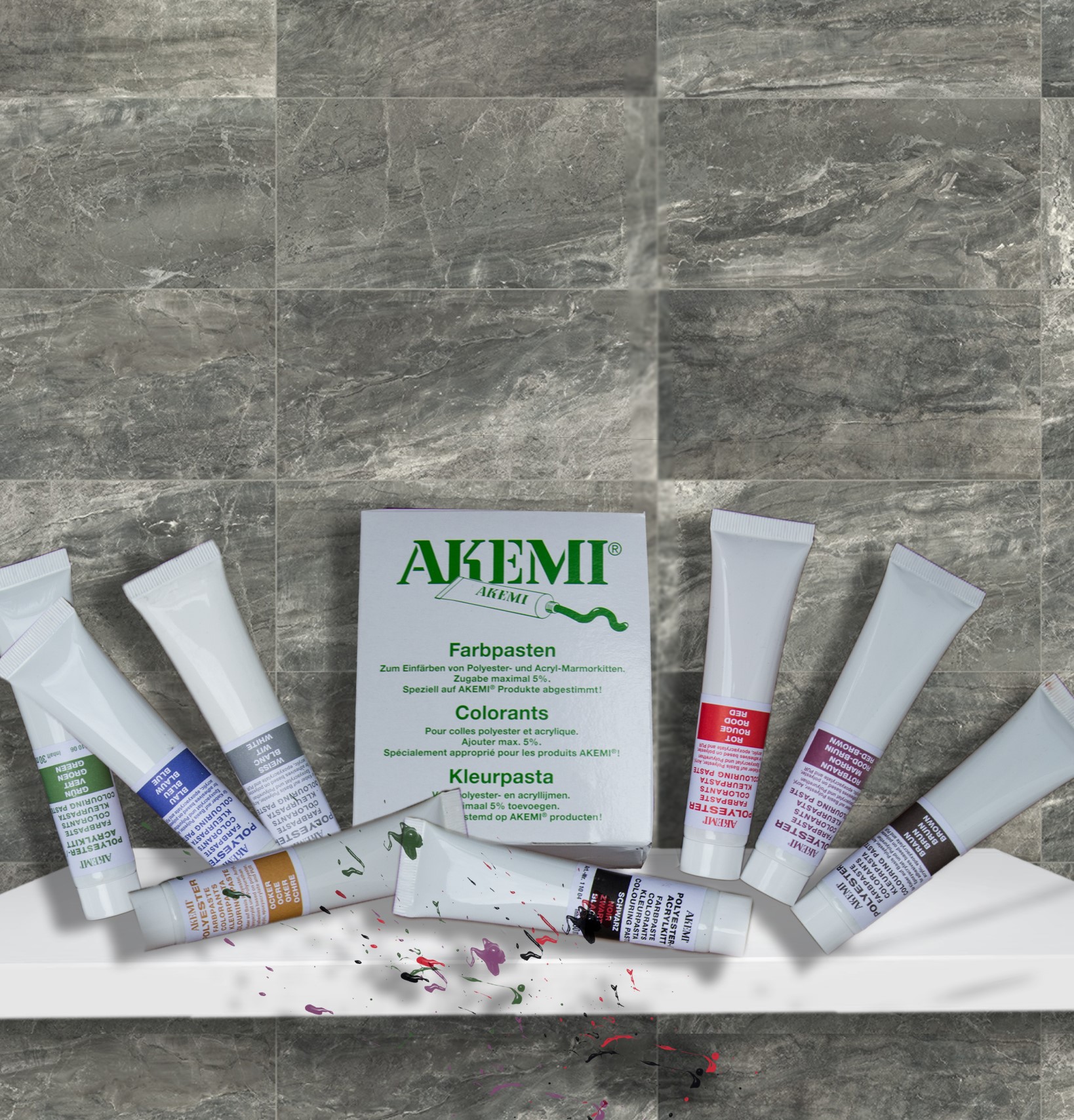 Akemi Farbpasten für Kleber auf Polyester-, Epoxyacrylat- und PUR-Basis 30ml