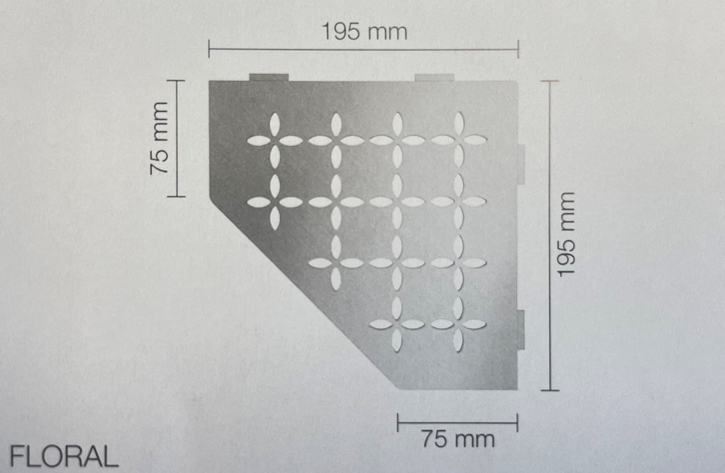 Schlüter SHELF-E-S2 fünfeckige Ablage Edelstahl FLORAL